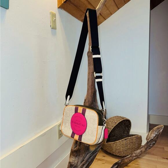 COACH - DEMPSEY CAMERA BAG PURSE IN SIGNATURE JACQUARD WITH PATCH - Picture 1 of 11